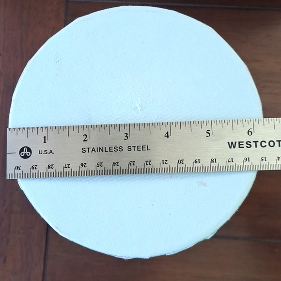 Cute Round Decorative Paper Storage Gift Box 6" 5" Two Pink Blue Gold Geometric - Picture 9 of 15